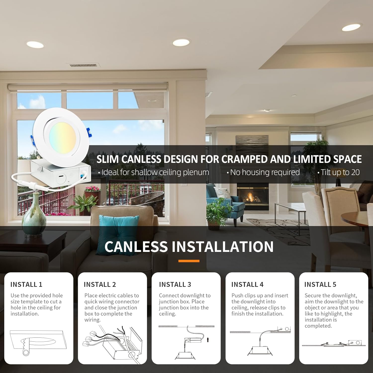 2 Inch /3 Inch /4 Inch Round Gimbal Can-less Downlight