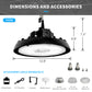 Smarton Lighting UFO High Bay|Wattage & CCT Adjustable |20,250-32,400Lumens|0-10v Dimmable|120-270v|Black