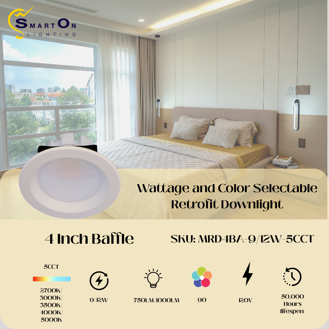 4"/6" Baffle Retrofit Downlight – Wattage & Color Selectable