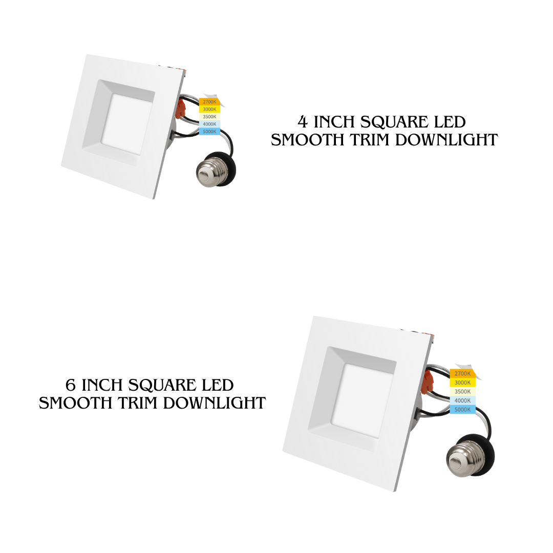4 Inch / 6 Inch Square LED Smooth Trim Downlight