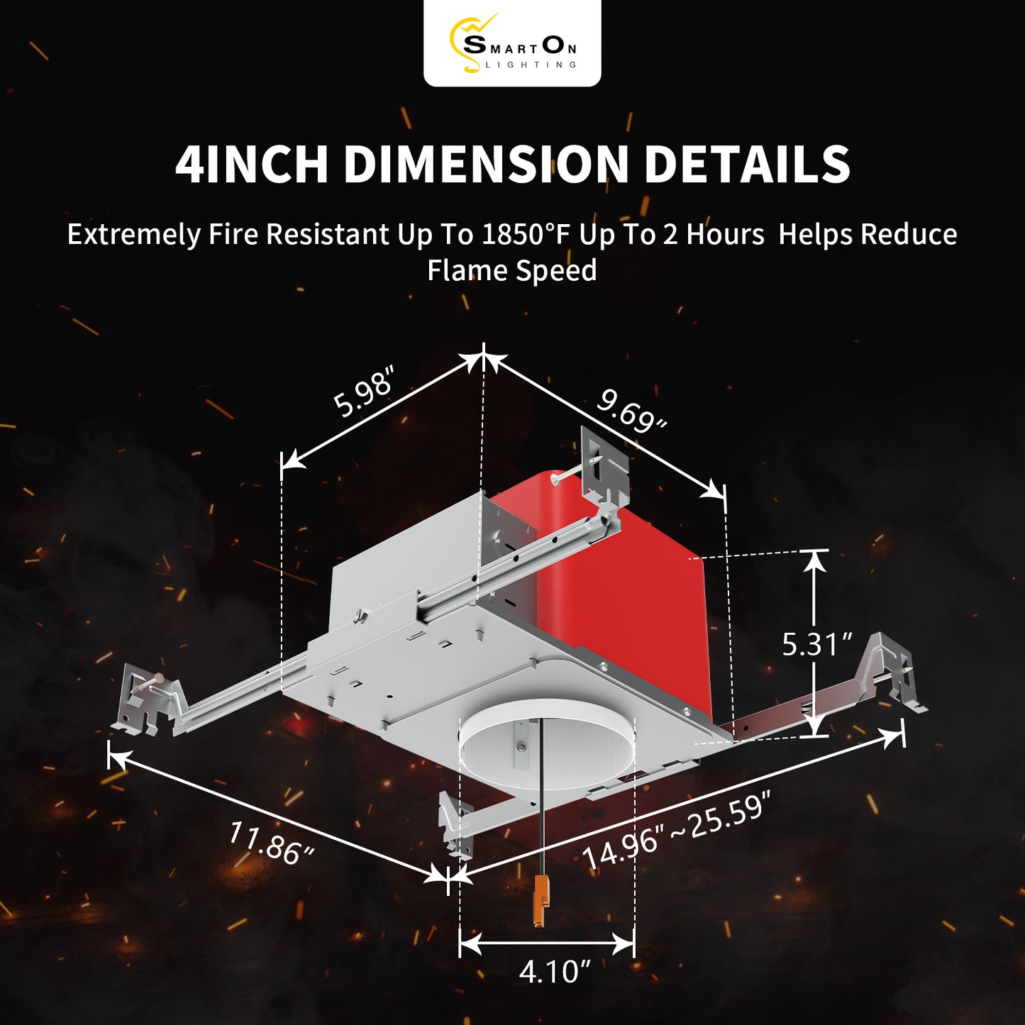 4Inch Fire Rated Recessed Housing Can With TP24 Connector (2Pack)