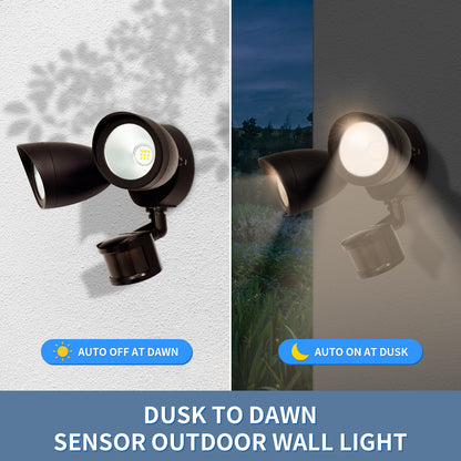 Twin Head LED Security Light with Motion Sensor Bronze Finish