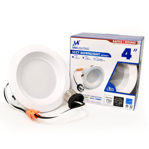 MW Lighting 4 Inch LED Can Light Retrofit Recessed Downlight with Baffle Trim,5CCT Selectable recessed lighting