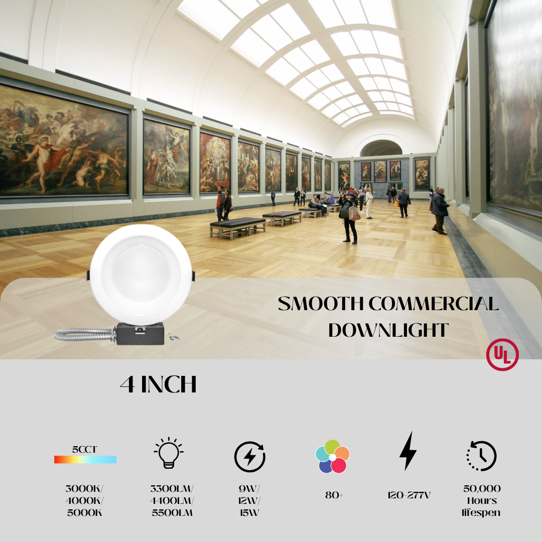 4"/6"/8"/10" Round Smooth Trim Commercial Can-less Downlight