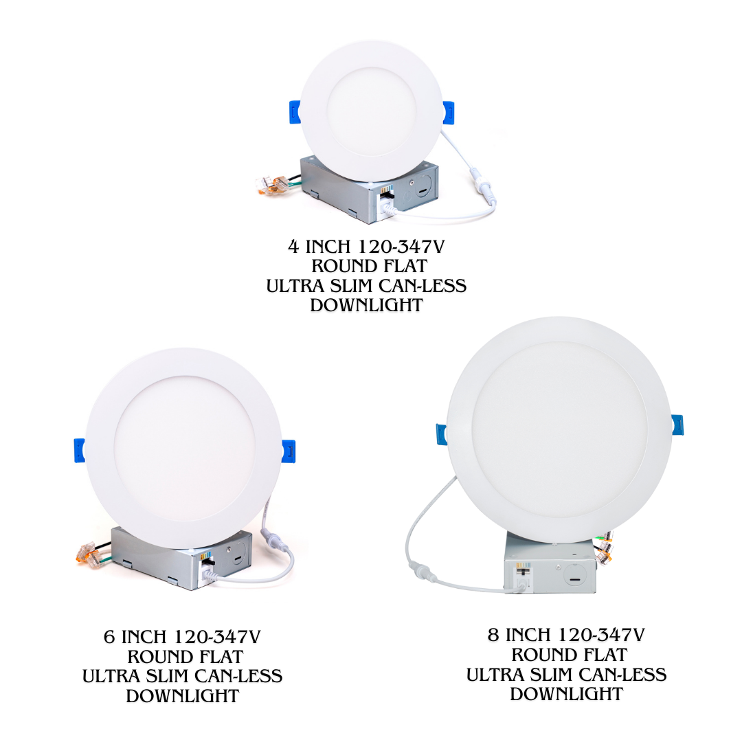 4 Inch /6Inch /8 Inch 120-347Vac Round Flat Trim Can-less Ultra Slim Downlight