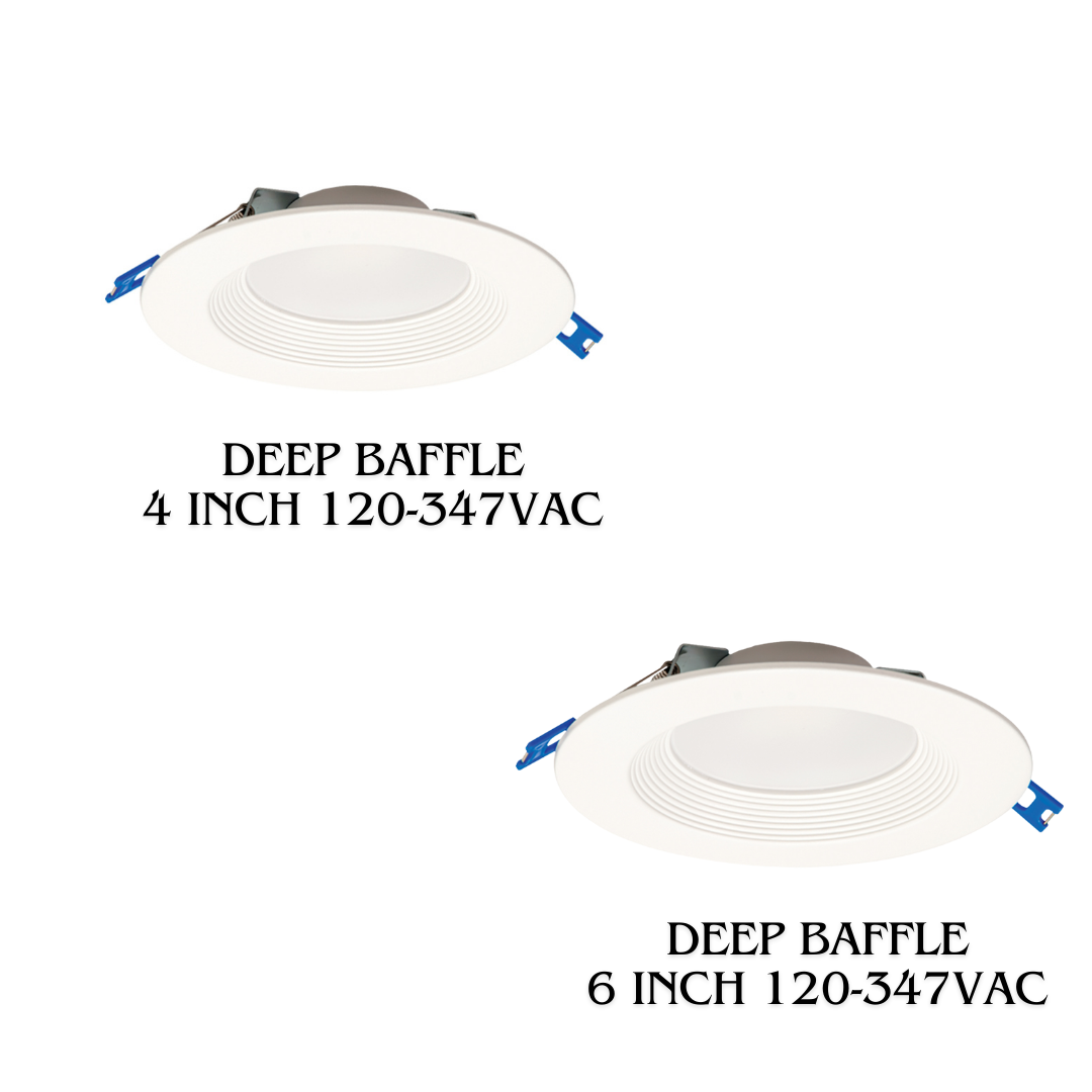4 Inch & 6 Inch 120–347V Deep Baffle Can-less LED Downlight