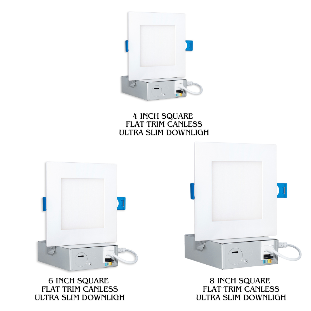 4 Inch /6 Inch /8 Inch Square Flat Trim Canless Ultra Slim Downlight