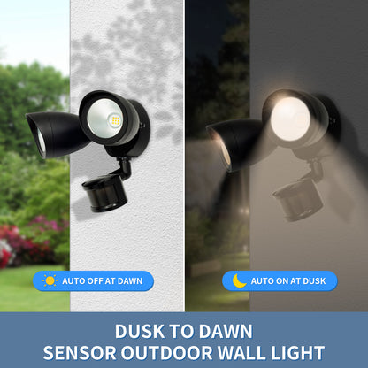 Twin Head LED Security Light with Motion Sensor Black Finish