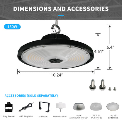 100/120/150W LED UFO High Bay 21750 Lumens 3500/4000/5000K