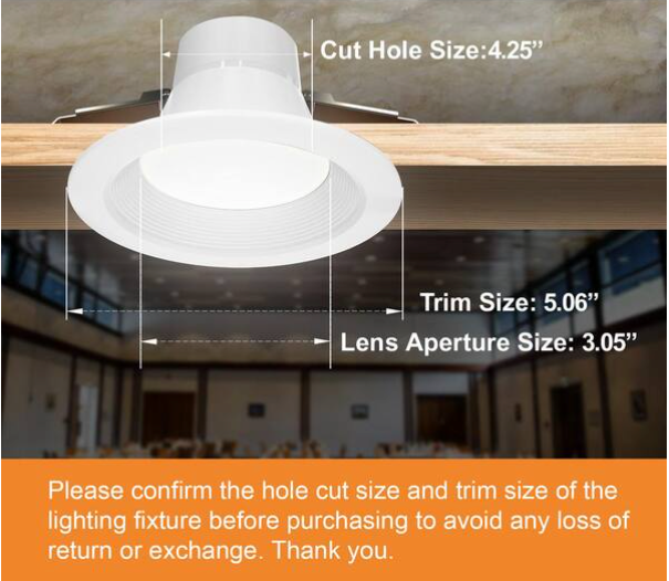 4"/6"/8"/10"/12"  Round Baffle Trim Commercial Can-less Downlight