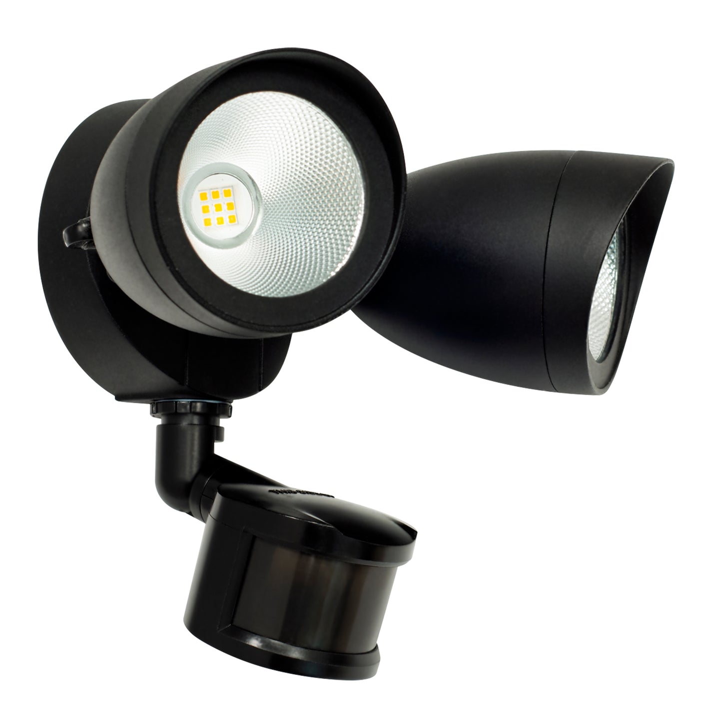 Twin Head LED Security Light with Motion Sensor Black Finish