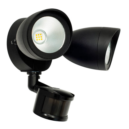 Twin Head LED Security Light with Motion Sensor, Black Finish