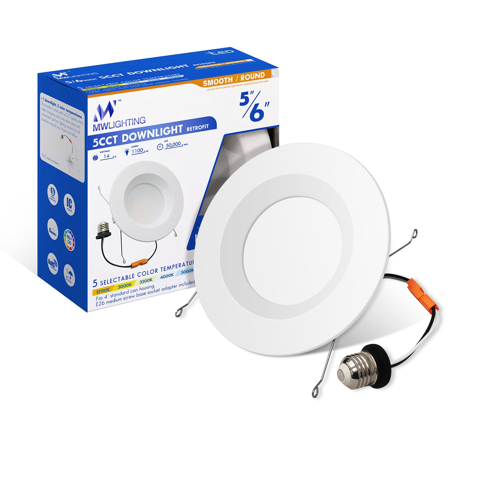 <img src="images/5/6 Inch Smooth Trim Downlight">