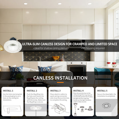 2 Inch Round Flange-less Canless Ultra Slim Downlight