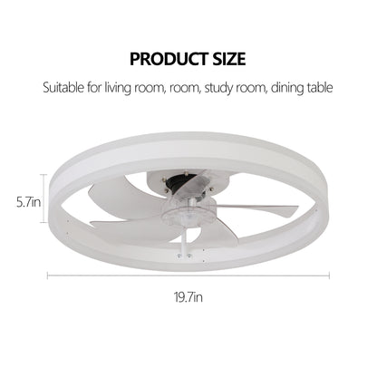 Ceiling Fans with Lights, 19.7'' Minimalist Ring Led Dimmable Chandelier, 3CCT, Noiseless