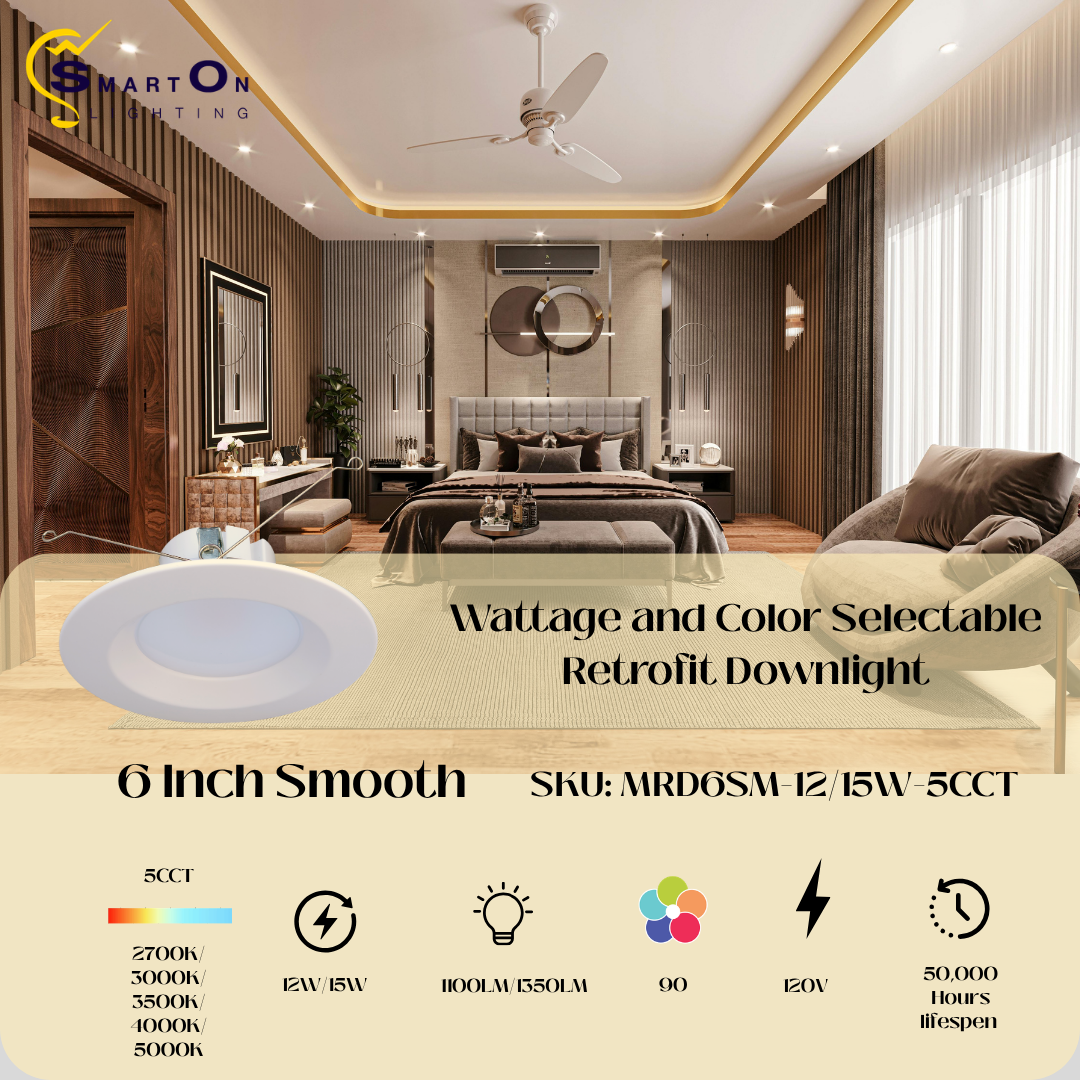 4"/6" Smooth Retrofit Downlight – Wattage & Color Selectable