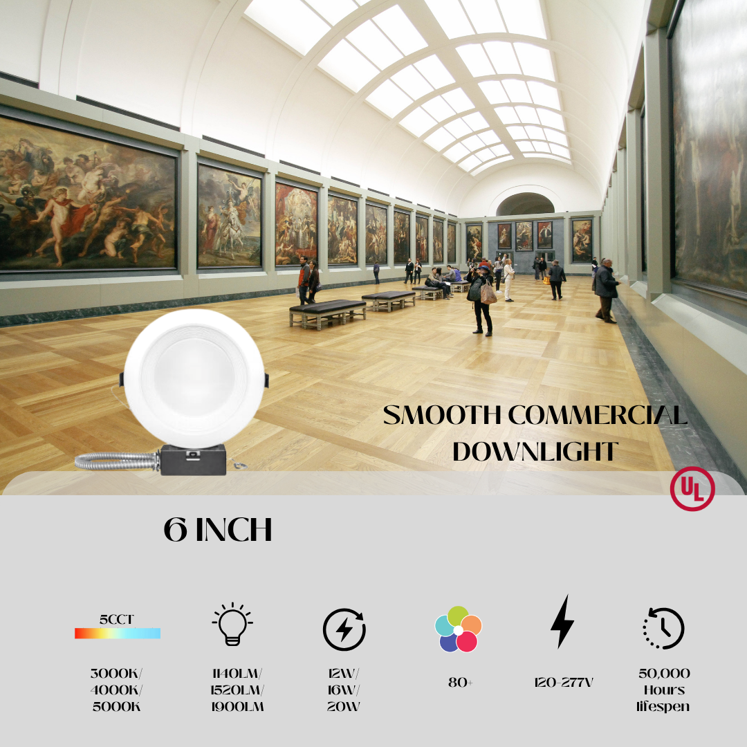 4"/6"/8"/10" Round Smooth Trim Commercial Can-less Downlight