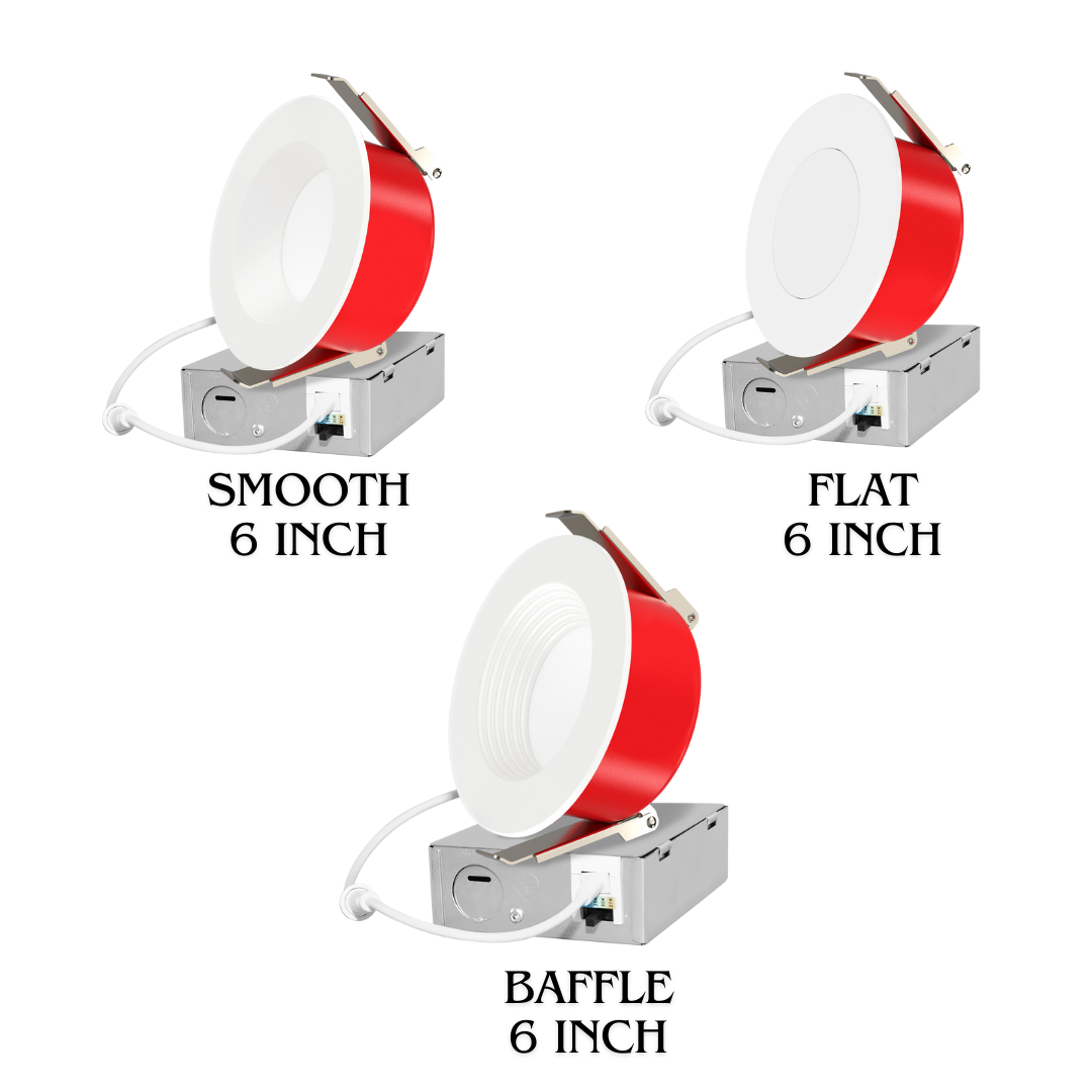 6 Inch Fire Rated Can-less Downlight with Flat/Smooth/ Baffle Trim