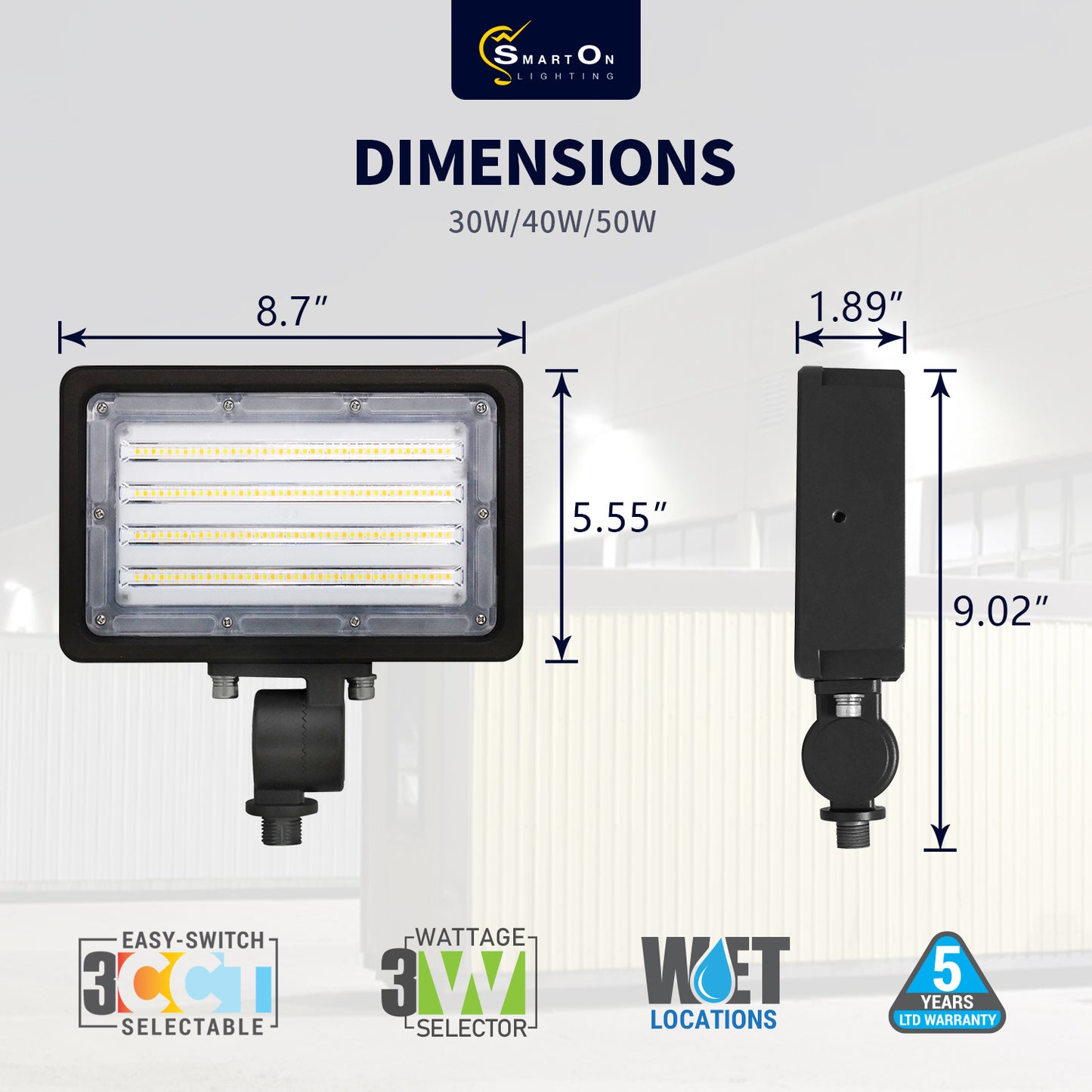 30/40/50W LED Flood Light 5000K/6500Lumens