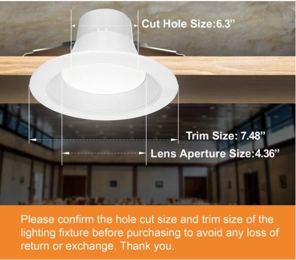 4"/6"/8"/10"/12"  Round Baffle Trim Commercial Can-less Downlight