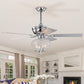 52 inch Crystal Ceiling Fan with Lights Fandelier Chandelier Reversible Blades 3 Wind Speeds Remote Control for Bedroom Living Dining Room