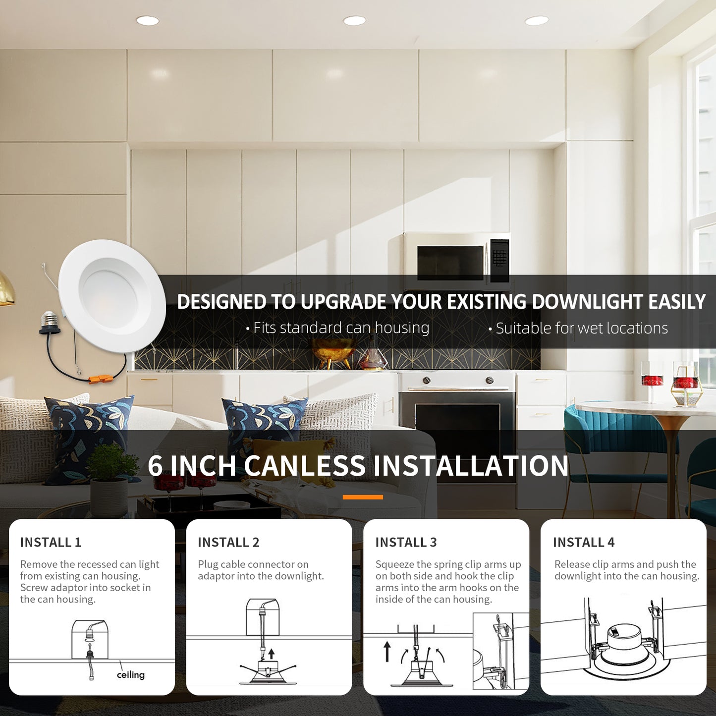 install retrofit LED recessed lighting