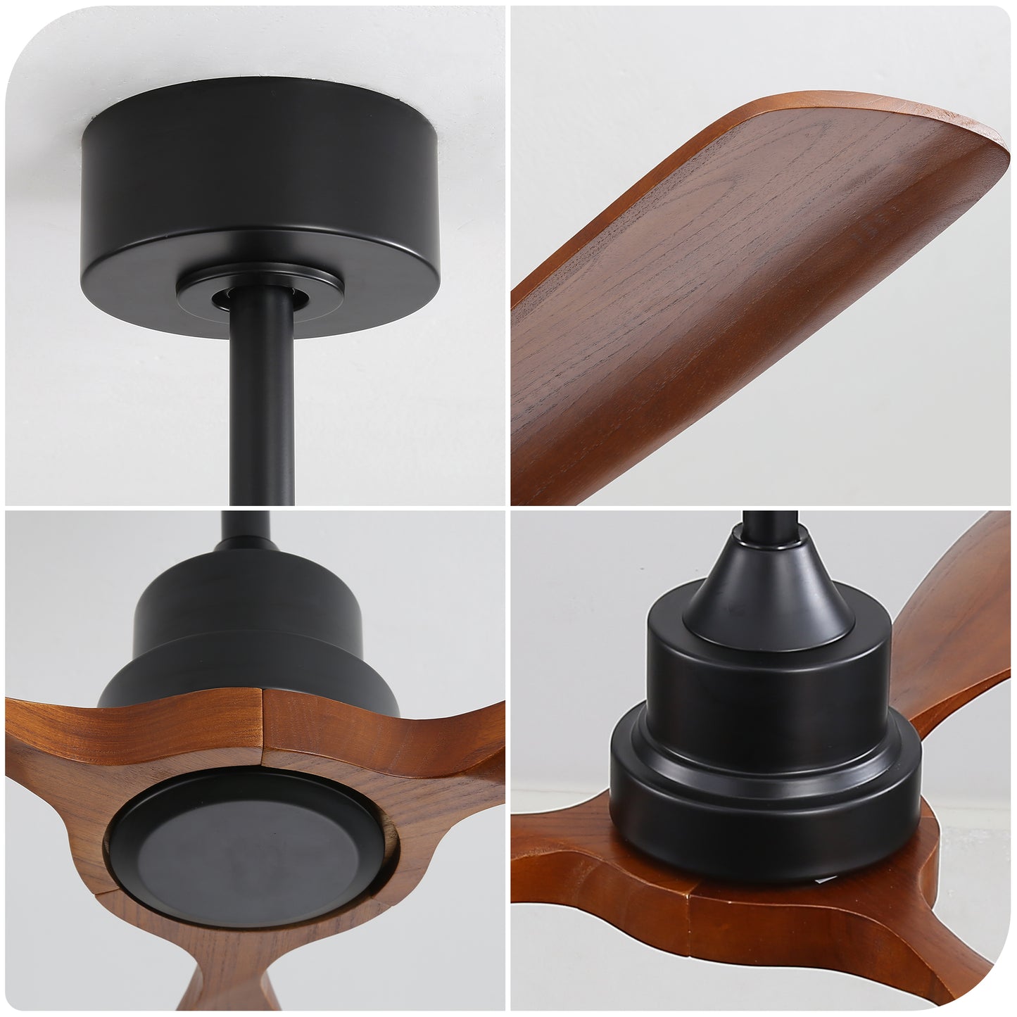 Ceiling Fan Without Light, 3 Solid Wood Blades Outdoor Indoor Ceiling Fan For Living Room 