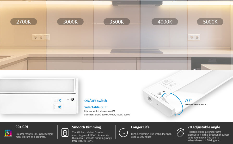 10Inch Adjustable Under Cabinet 5CCT 7W 385LM