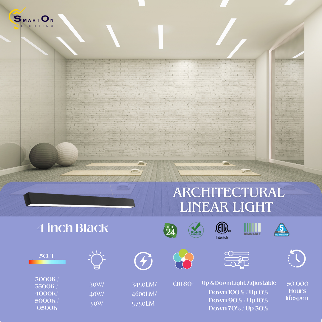 2"/4"/8" Black Up & Down Architectural LED Linear