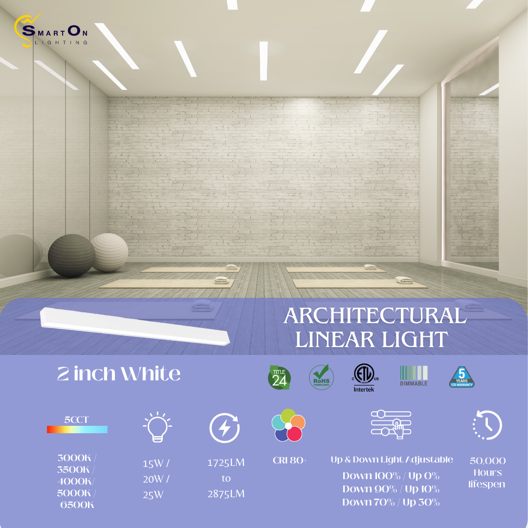 2"/4"/8" White Up & Down Architectural LED Linear