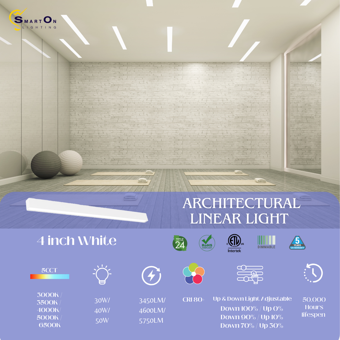 2"/4"/8" White Up & Down Architectural LED Linear