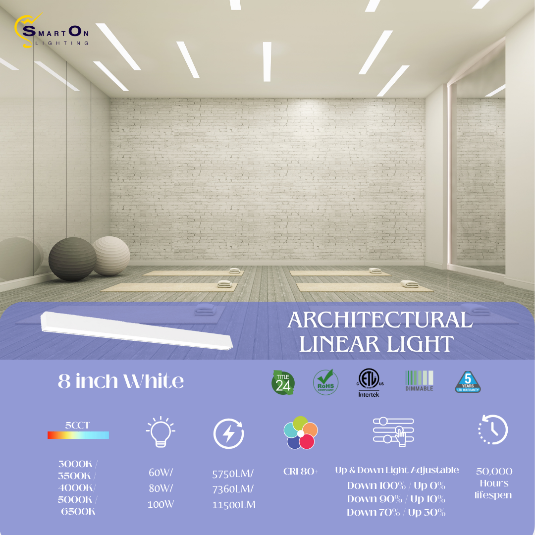 2"/4"/8" White Up & Down Architectural LED Linear