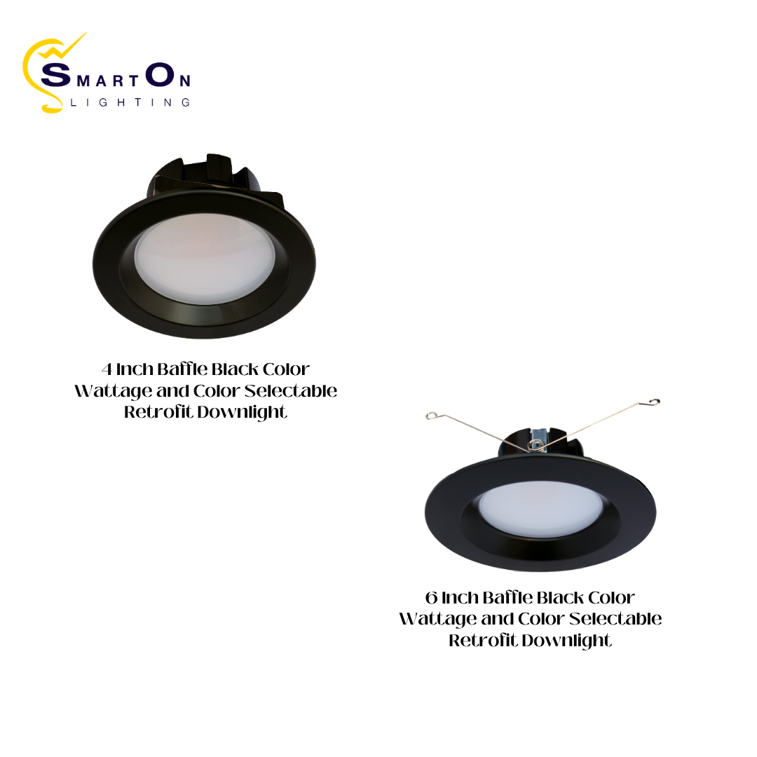 4"/6" Black Baffle LED Retrofit Downlight – Wattage & 5CCT Selectable