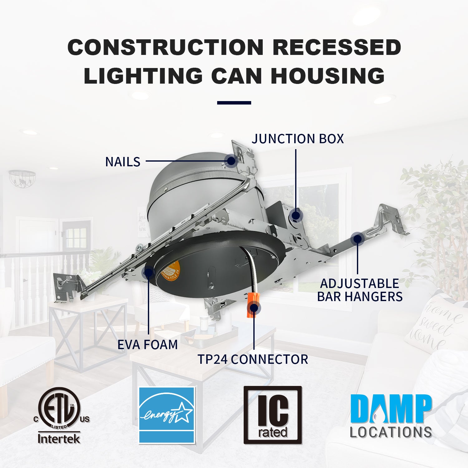 4-Inch & 6-Inch Recessed Housing Can with TP24 Connector
