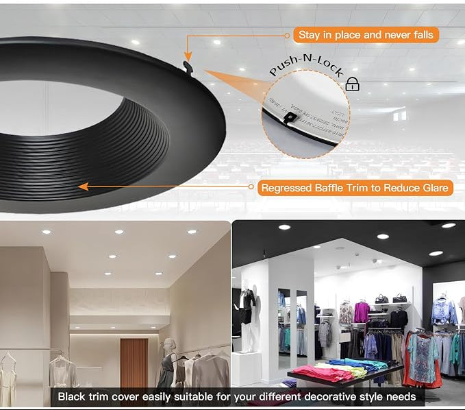 4"/6"/8"/10"/12" Commercial LED Recessed Light with J-Box,120-277V,12/16/20W Adjustable,3CCT Selectable 3000K-5000K,0-10V Dimmable,Commercial LED Downlight