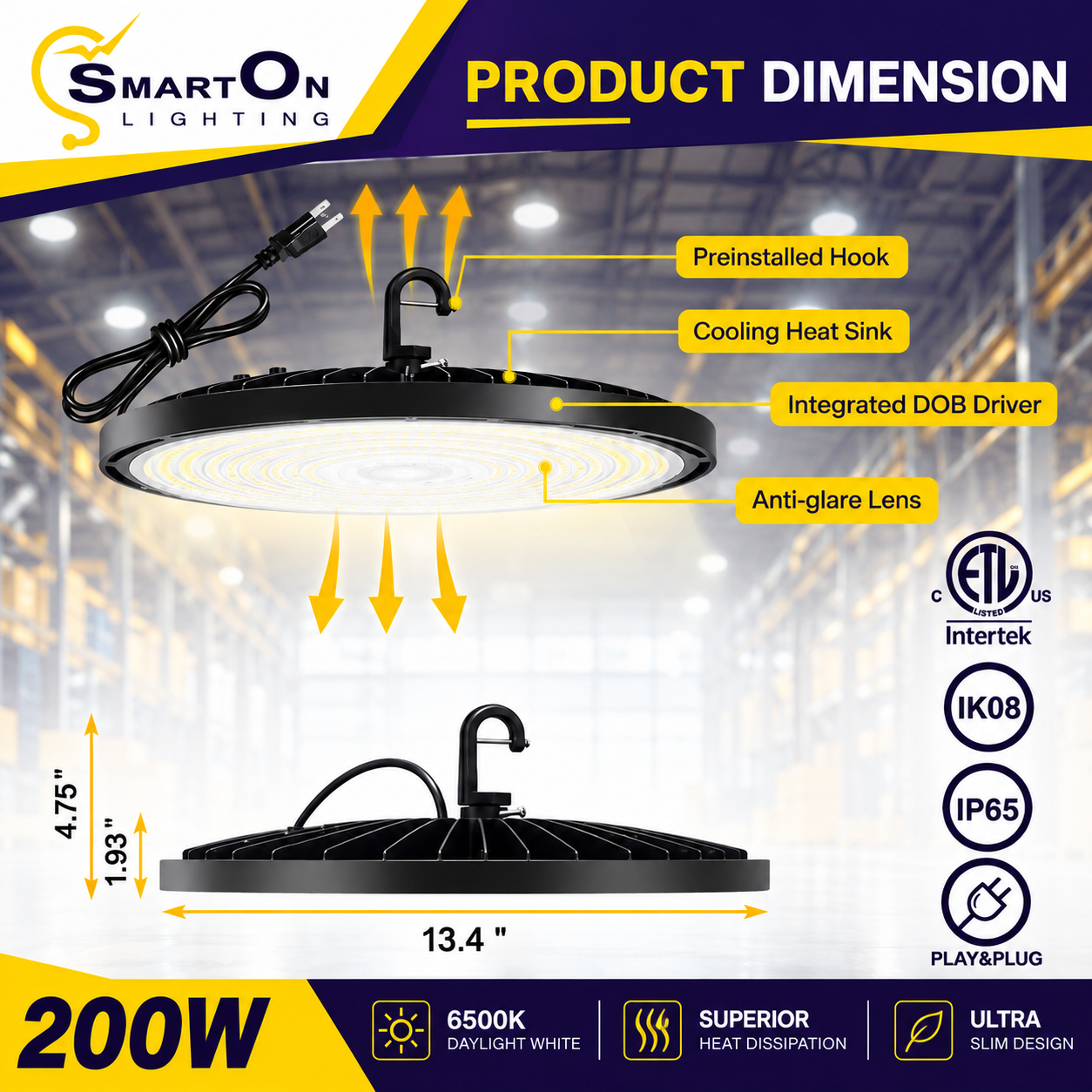 150W/200W DOB UFO High Bay Light | Industrial LED High Bay Lighting for Warehouse & Factory