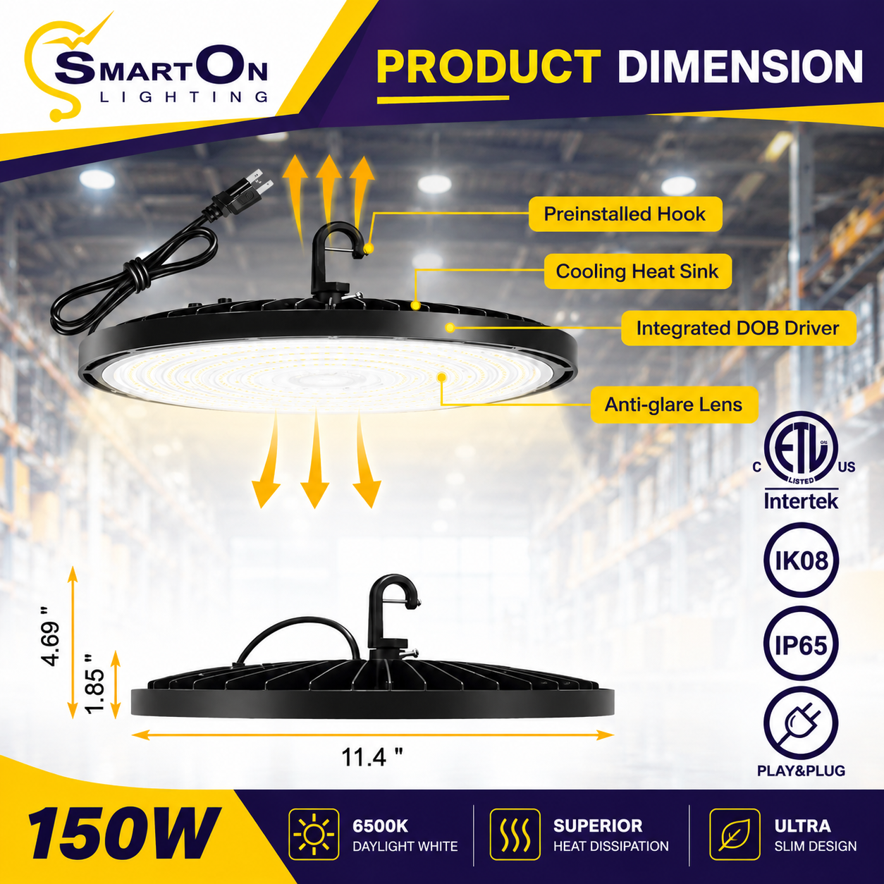 150W/200W DOB UFO High Bay Light | Industrial LED High Bay Lighting for Warehouse & Factory