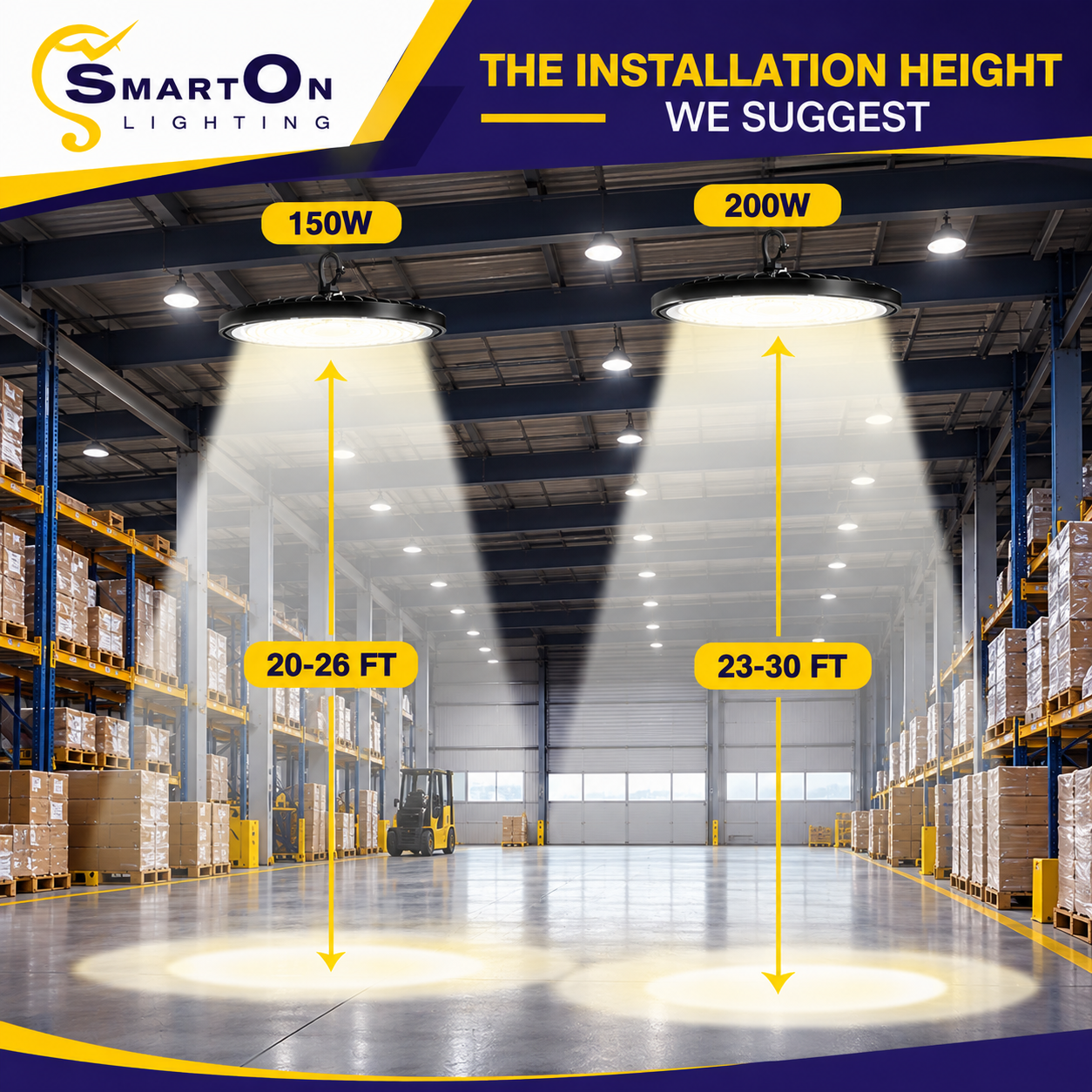 150W/200W DOB UFO High Bay Light | Industrial LED High Bay Lighting for Warehouse & Factory