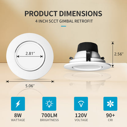 <img src="images/Dimension of 4-Inch LED Gimbal Downlight">