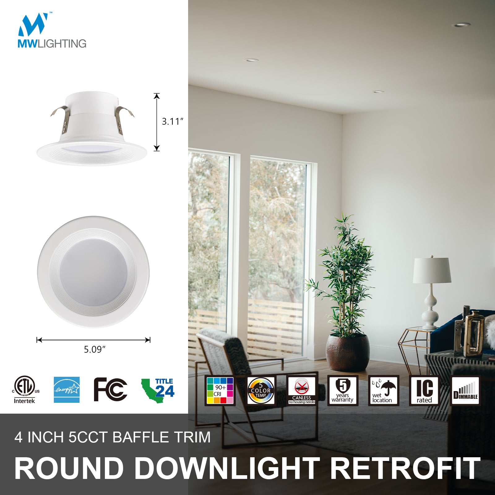 <img src="images/Dimension of 4 Inch Smooth Trim Downlight">