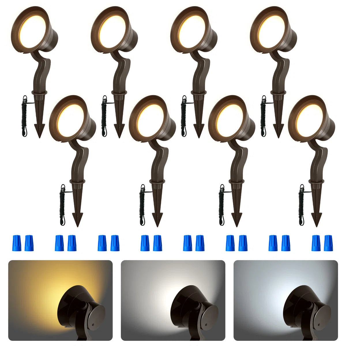 RGBW Color Changing Horn-Shaped Landscape Spot Lights, 3000K Warm White/5000K Cool White, Outdoor Waterproof Decorative Light for Garden Lawn Pathway