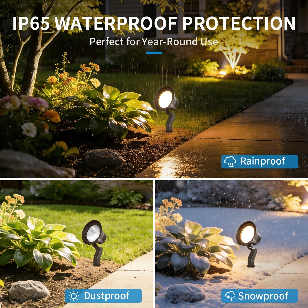 Dimmable Horn-Shaped Landscape Spotlights , 3000K Warm White/4000K Neutral White/5000K Cool White, Outdoor Waterproof Pathway Light for Garden Yard Patio