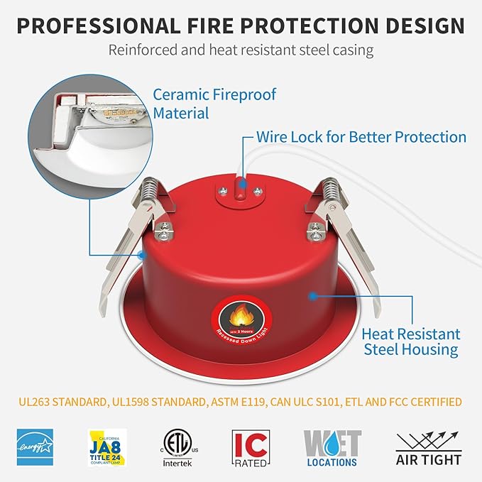 4 Inch Fire Rated Can-less Downlight with Flat/Smooth/ Baffle Trim