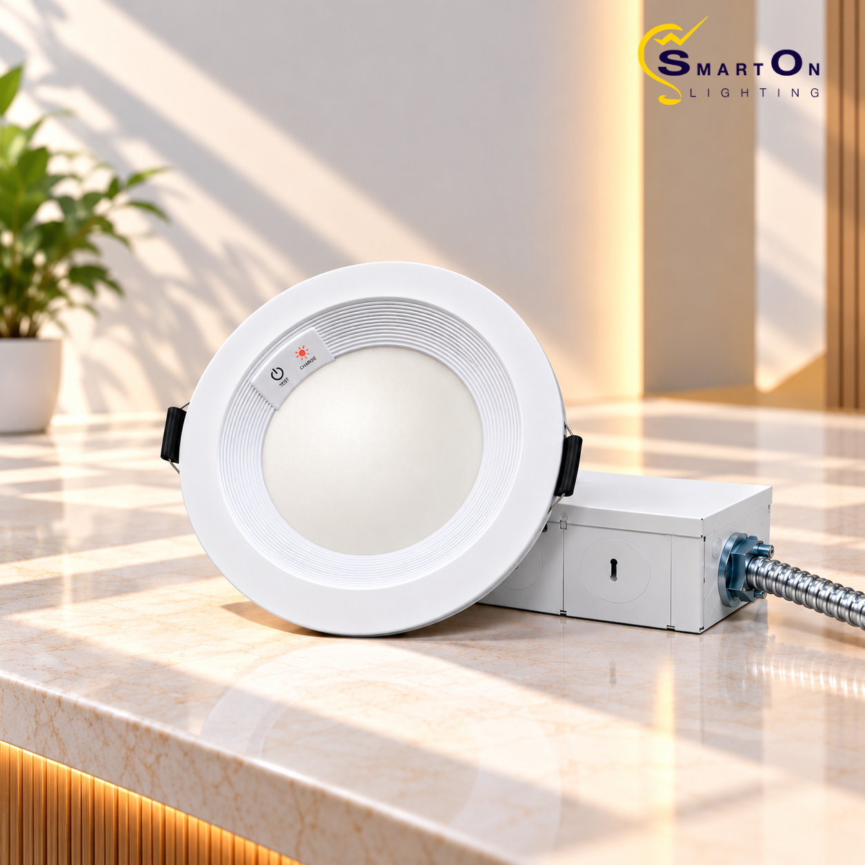6 Inch LED Commercial Downlight with Emergency Battery Backup, 12W/16W/20W Selectable, 5CCT 2700K–5000K, 90-Minute Emergency Lighting, 0-10V Dimmable, IC Rated, Wet Location Rated
