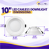 10 Inch LED Commercial Downlight with Emergency Battery Backup, 22W/29W/37.5W Selectable, 5CCT 2700K–5000K, 90-Minute Emergency Lighting, 0-10V Dimmable, IC Rated, Wet Location Rated