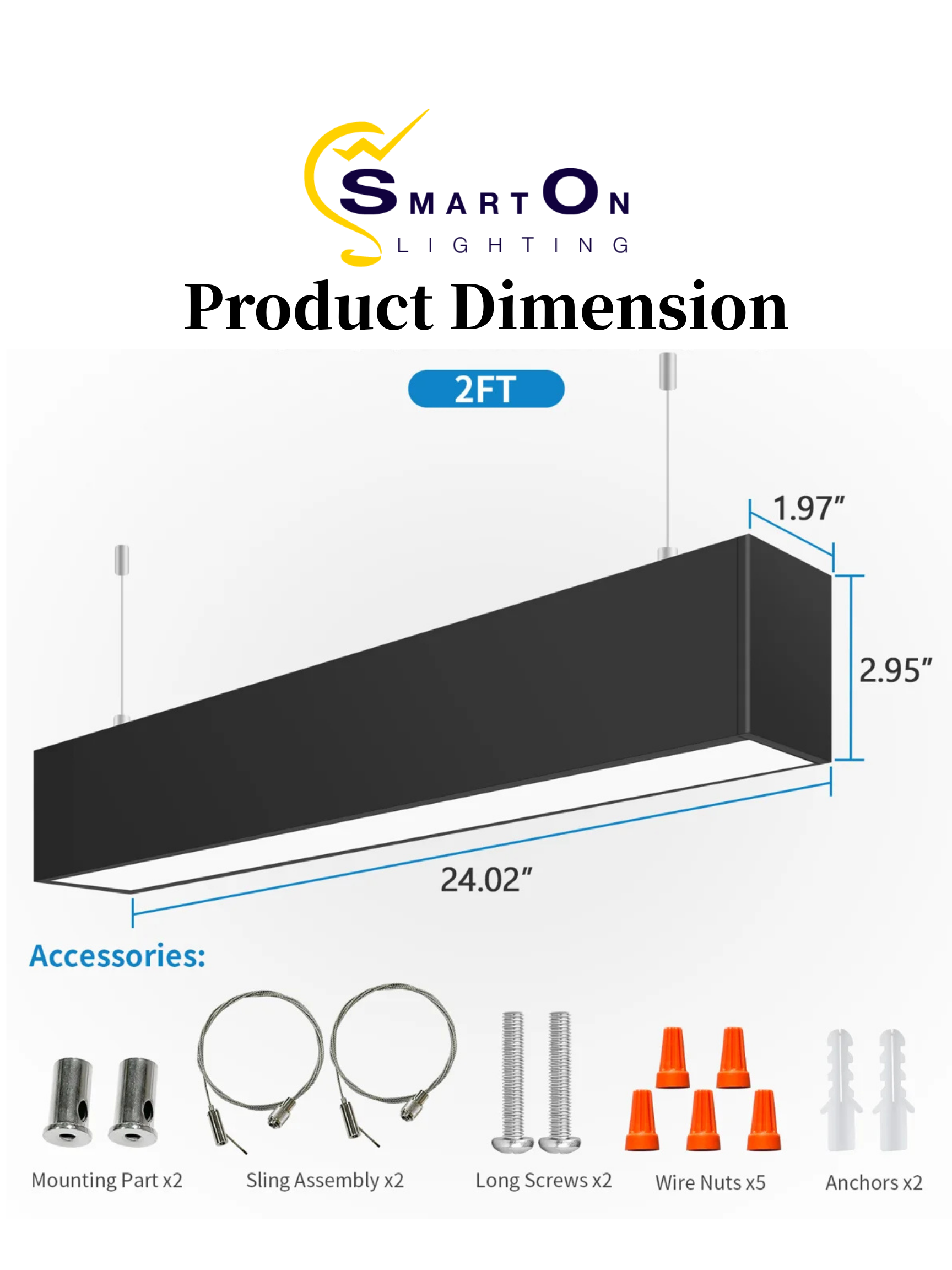2"/4"/8" Black Up & Down Architectural LED Linear