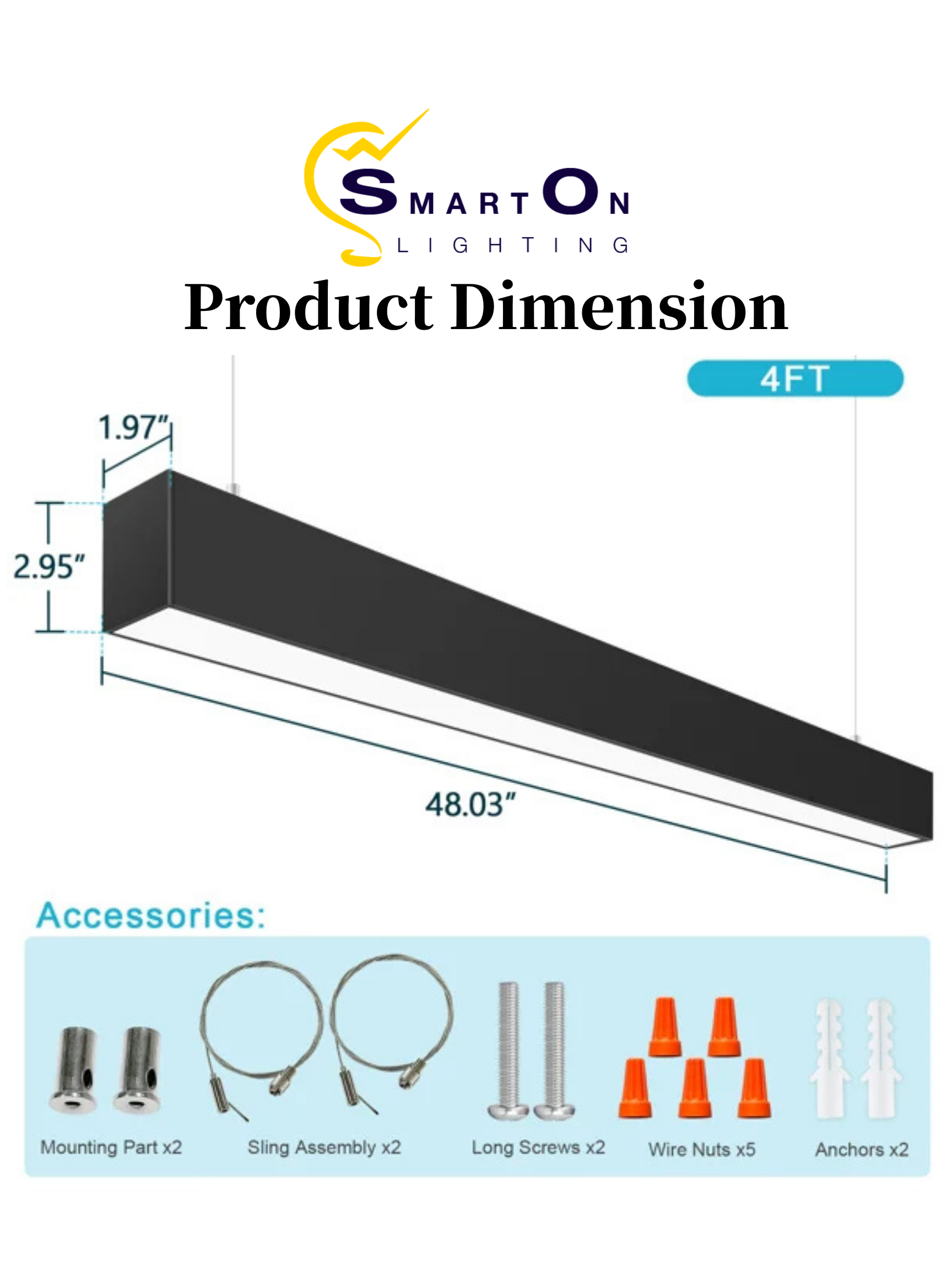 2"/4"/8" Black Up & Down Architectural LED Linear