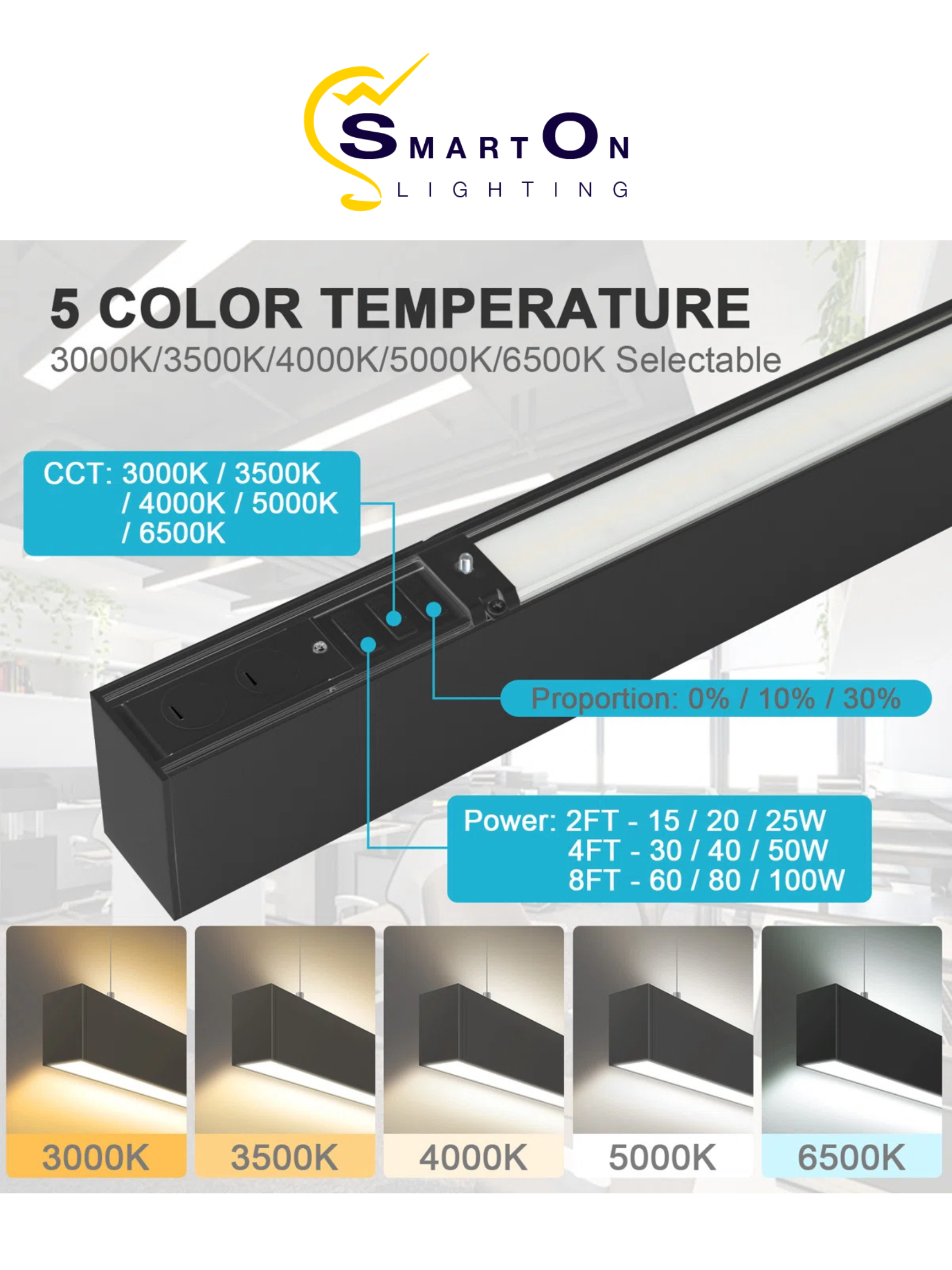 2"/4"/8" Black Up & Down Architectural LED Linear