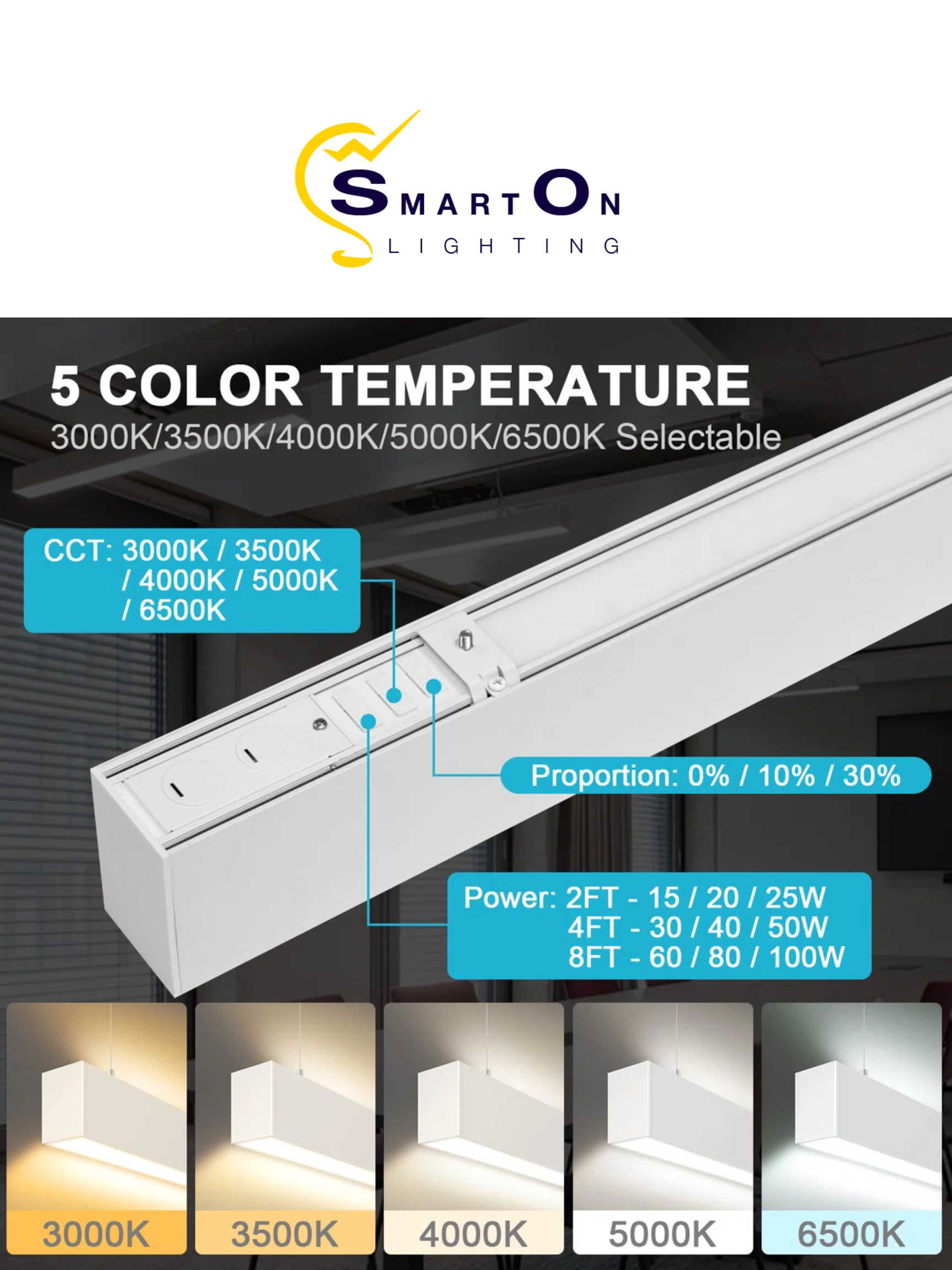 2"/4"/8" White Up & Down Architectural LED Linear