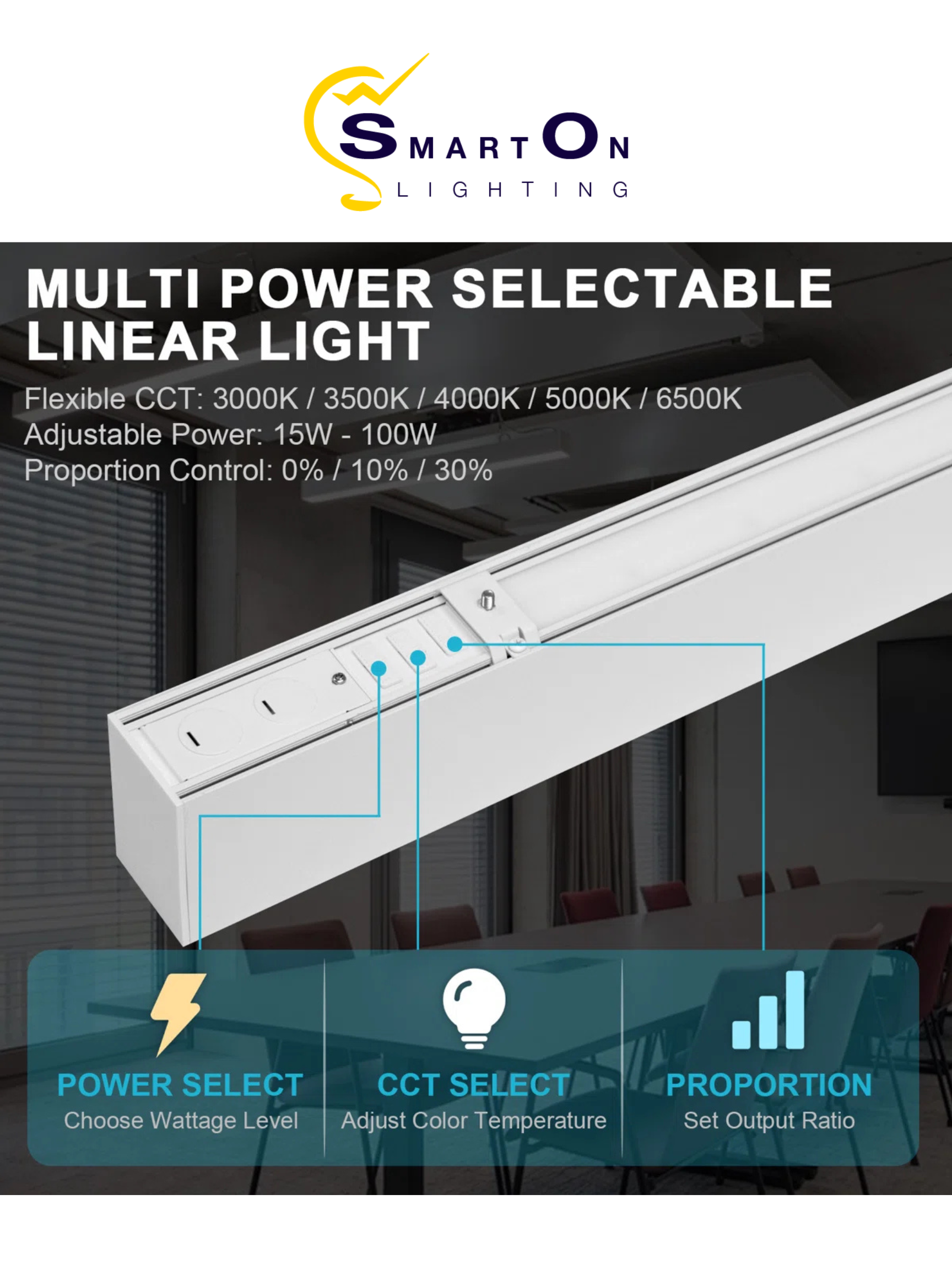 2"/4"/8" White Up & Down Architectural LED Linear